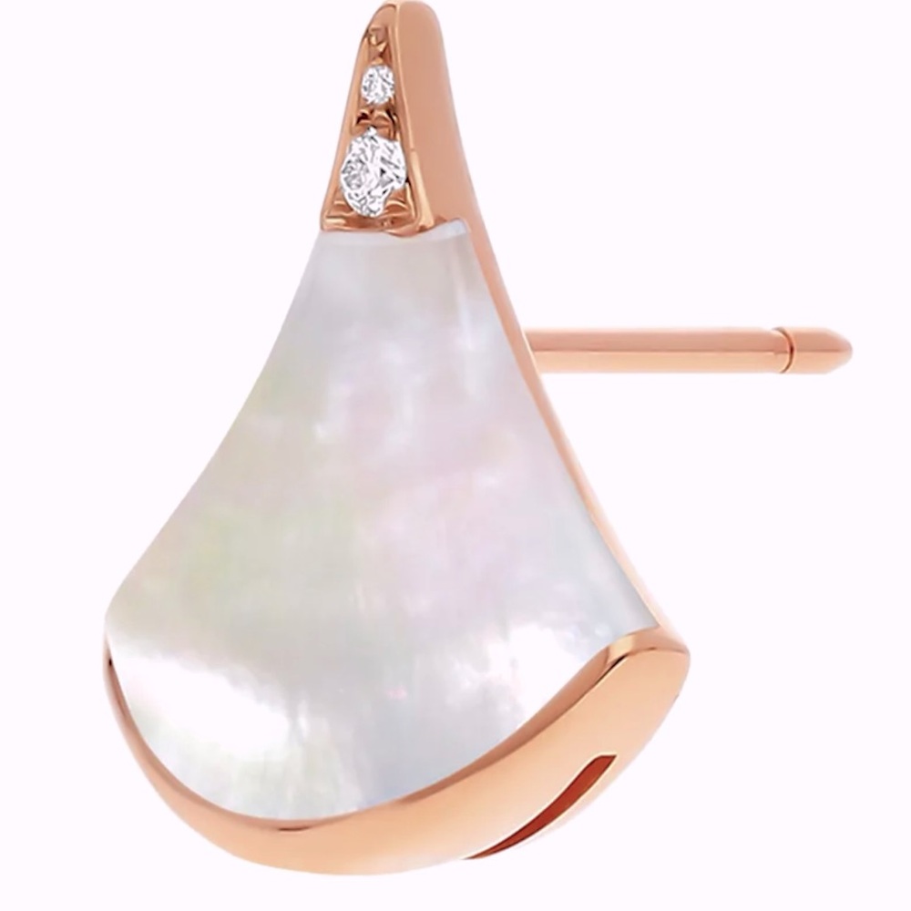 Divas 'Dream Stud Earrings 925 Silver 18k Rose Gold Plated Mother of Pearl